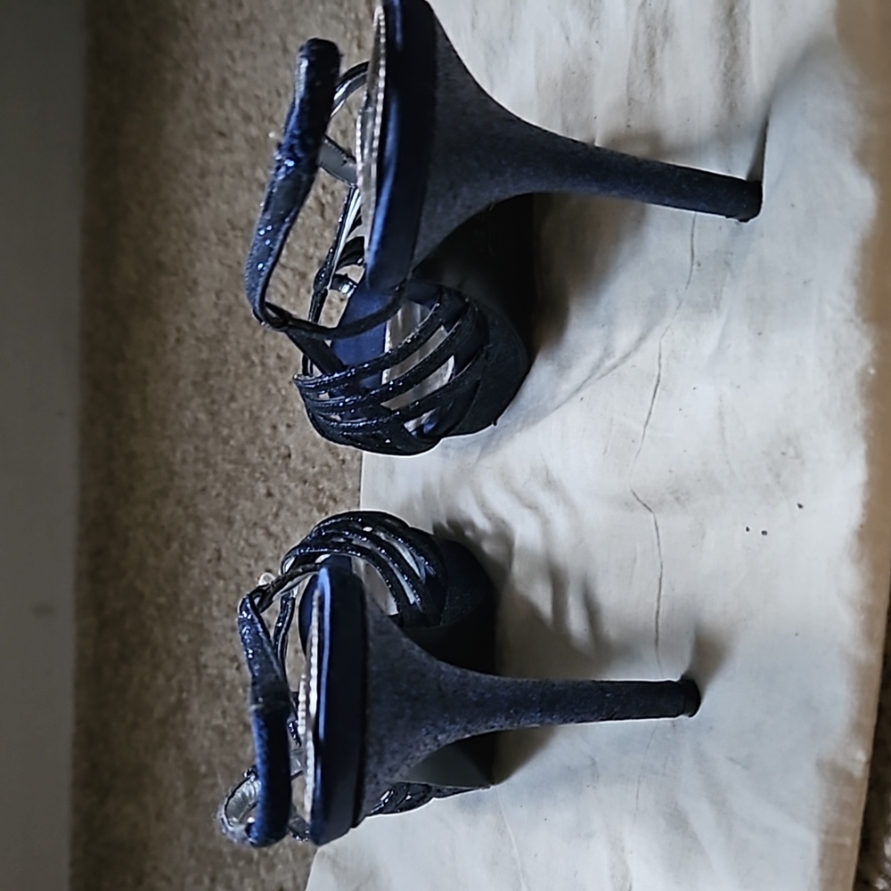 6 sling back women's heel glitter blue - Picture 4 of 6